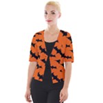 Halloween Card With Bats Flying Pattern Cropped Button Cardigan