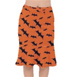 Halloween Card With Bats Flying Pattern Short Mermaid Skirt