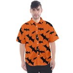 Halloween Card With Bats Flying Pattern Men s Short Sleeve Shirt