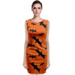 Halloween Card With Bats Flying Pattern Sleeveless Velvet Midi Dress