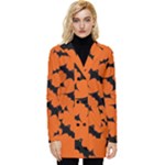 Halloween Card With Bats Flying Pattern Button Up Hooded Coat 