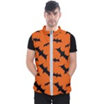 Halloween Card With Bats Flying Pattern Men s Puffer Vest