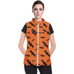 Halloween Card With Bats Flying Pattern Women s Puffer Vest
