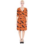 Halloween Card With Bats Flying Pattern Wrap Up Cocktail Dress