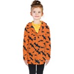 Halloween Card With Bats Flying Pattern Kids  Double Breasted Button Coat