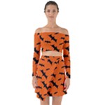 Halloween Card With Bats Flying Pattern Off Shoulder Top with Skirt Set
