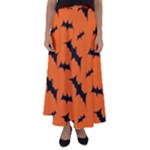 Halloween Card With Bats Flying Pattern Flared Maxi Skirt