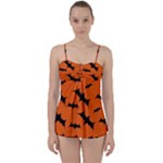 Halloween Card With Bats Flying Pattern Babydoll Tankini Set