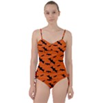 Halloween Card With Bats Flying Pattern Sweetheart Tankini Set