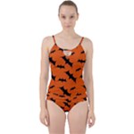 Halloween Card With Bats Flying Pattern Cut Out Top Tankini Set