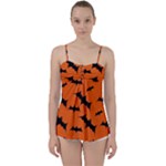 Halloween Card With Bats Flying Pattern Babydoll Tankini Top