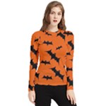 Halloween Card With Bats Flying Pattern Women s Long Sleeve Rash Guard