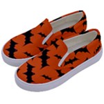 Halloween Card With Bats Flying Pattern Kids  Canvas Slip Ons