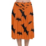 Halloween Card With Bats Flying Pattern Velvet Flared Midi Skirt