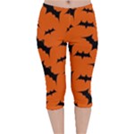 Halloween Card With Bats Flying Pattern Velvet Capri Leggings 