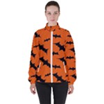 Halloween Card With Bats Flying Pattern Women s High Neck Windbreaker