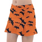 Halloween Card With Bats Flying Pattern Classic Tennis Skirt
