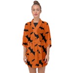Halloween Card With Bats Flying Pattern Half Sleeve Chiffon Kimono