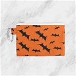 Halloween Card With Bats Flying Pattern Canvas Cosmetic Bag (Small)
