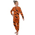 Halloween Card With Bats Flying Pattern Kids  Long Sleeve Set 
