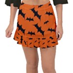 Halloween Card With Bats Flying Pattern Fishtail Mini Chiffon Skirt