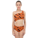 Halloween Card With Bats Flying Pattern Spliced Up Two Piece Swimsuit
