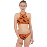 Halloween Card With Bats Flying Pattern Halter Bikini Set