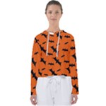 Halloween Card With Bats Flying Pattern Women s Slouchy Sweat