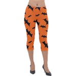 Halloween Card With Bats Flying Pattern Lightweight Velour Capri Leggings 