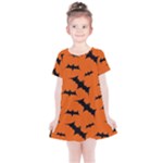 Halloween Card With Bats Flying Pattern Kids  Simple Cotton Dress
