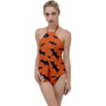 Halloween Card With Bats Flying Pattern Go with the Flow One Piece Swimsuit