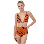 Halloween Card With Bats Flying Pattern Tied Up Two Piece Swimsuit
