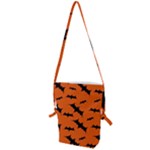 Halloween Card With Bats Flying Pattern Folding Shoulder Bag