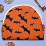Halloween Card With Bats Flying Pattern Horseshoe Style Canvas Pouch