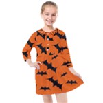 Halloween Card With Bats Flying Pattern Kids  Quarter Sleeve Shirt Dress