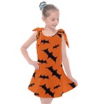Halloween Card With Bats Flying Pattern Kids  Tie Up Tunic Dress
