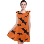 Halloween Card With Bats Flying Pattern Tie Up Tunic Dress