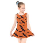 Halloween Card With Bats Flying Pattern Kids  Skater Dress Swimsuit