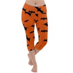 Halloween Card With Bats Flying Pattern Lightweight Velour Capri Yoga Leggings