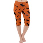 Halloween Card With Bats Flying Pattern Lightweight Velour Cropped Yoga Leggings
