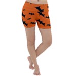 Halloween Card With Bats Flying Pattern Lightweight Velour Yoga Shorts