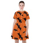 Halloween Card With Bats Flying Pattern Sailor Dress