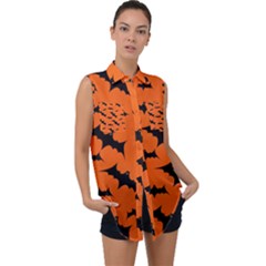 Sleeveless Chiffon Button Shirt 