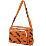 Halloween Card With Bats Flying Pattern Front Pocket Crossbody Bag