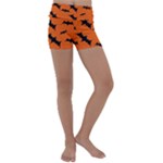 Halloween Card With Bats Flying Pattern Kids  Lightweight Velour Yoga Shorts