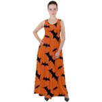 Halloween Card With Bats Flying Pattern Empire Waist Velour Maxi Dress