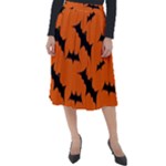 Halloween Card With Bats Flying Pattern Classic Velour Midi Skirt 