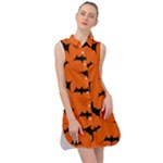 Halloween Card With Bats Flying Pattern Sleeveless Shirt Dress