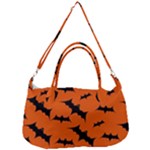 Halloween Card With Bats Flying Pattern Removable Strap Handbag