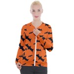 Halloween Card With Bats Flying Pattern Casual Zip Up Jacket
